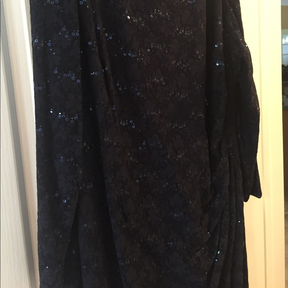 Chaps Navy Gathered Lace & Sequin Sheath Dress 22W - Picture 7 of 8